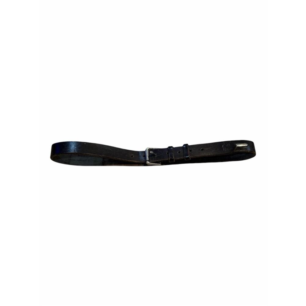 POLO RALPH LAUREN Black Leather Belt Size 34 Classic Silver Buckle